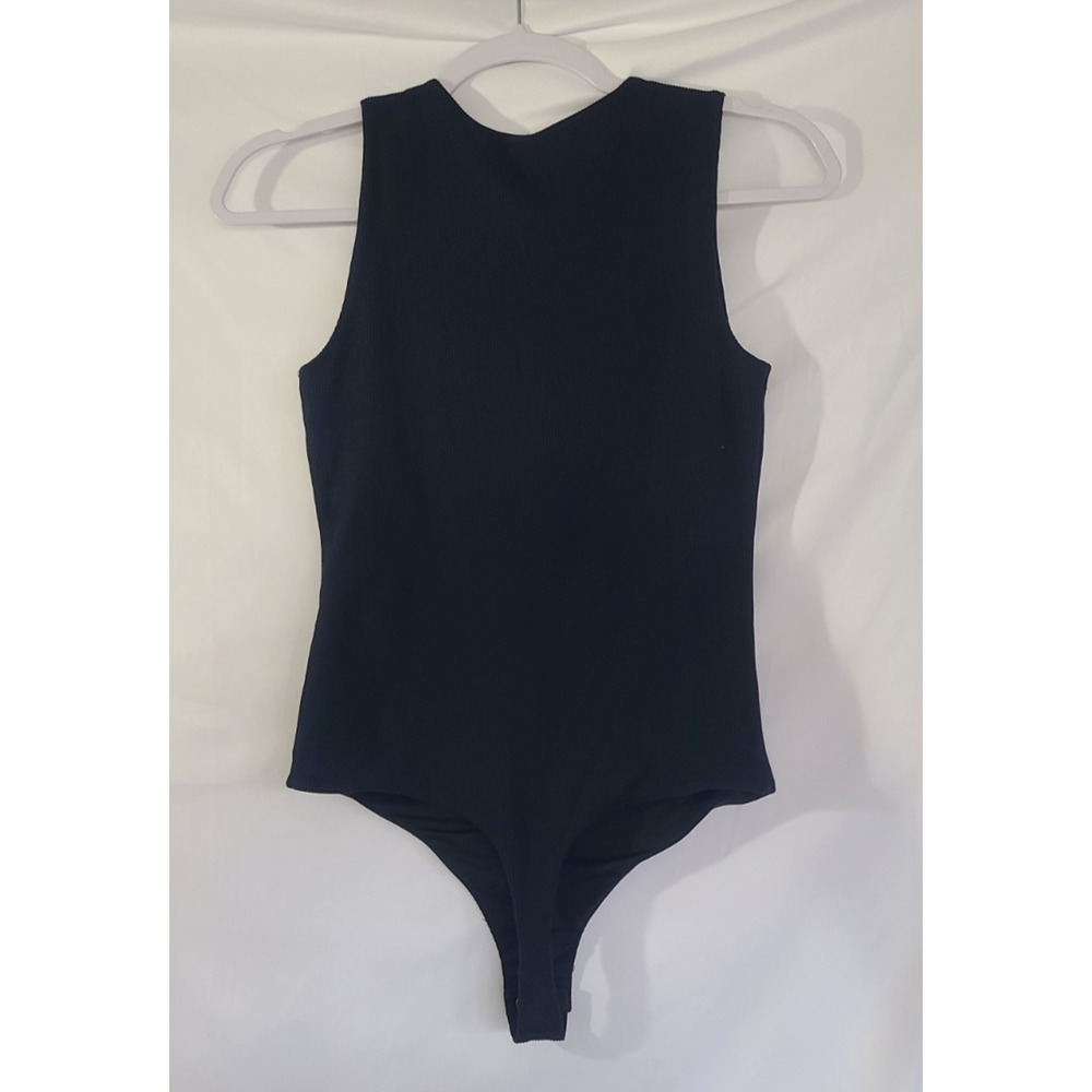 Nuuds Black Stretch Ribbed Crewneck Tank Bodysuit XS - Picture 5 of 6